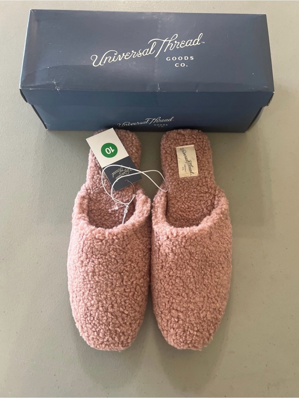 Universal Thread Women's Pink Bouclé Slide Slippers Shoes Size 10